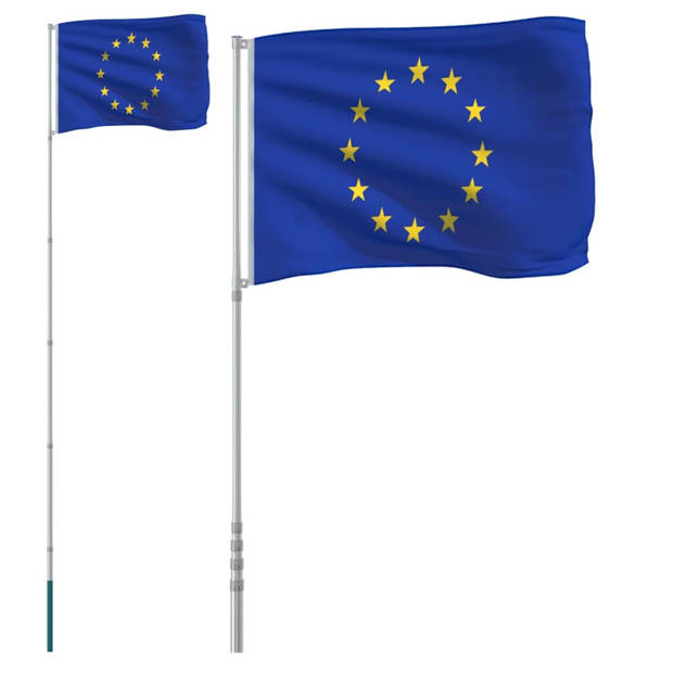 vidaXL Vlag met vlaggenmast Europa 5,55 m aluminium