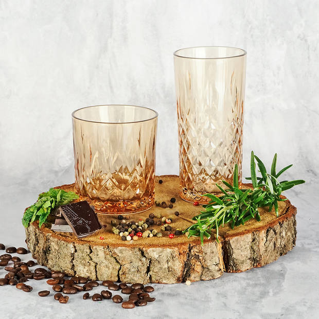 HAES DECO - Waterglas, Drinkglas set van 4 glazen - inhoud glas 280 ml / Ø 7x15 cm
