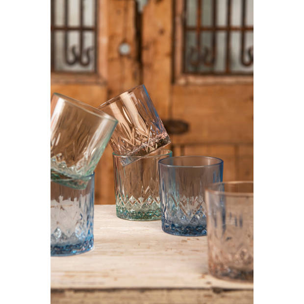 HAES DECO - Waterglas, Drinkglas set van 4 glazen - inhoud glas 300 ml / Ø 8x9 cm