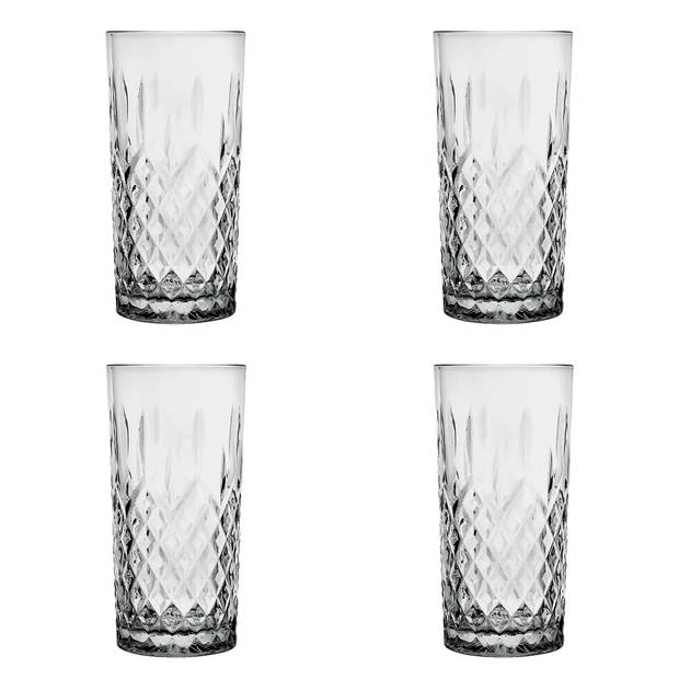 HAES DECO - Waterglas, Drinkglas set van 4 glazen - inhoud glas 300 ml / Ø 7x15 cm