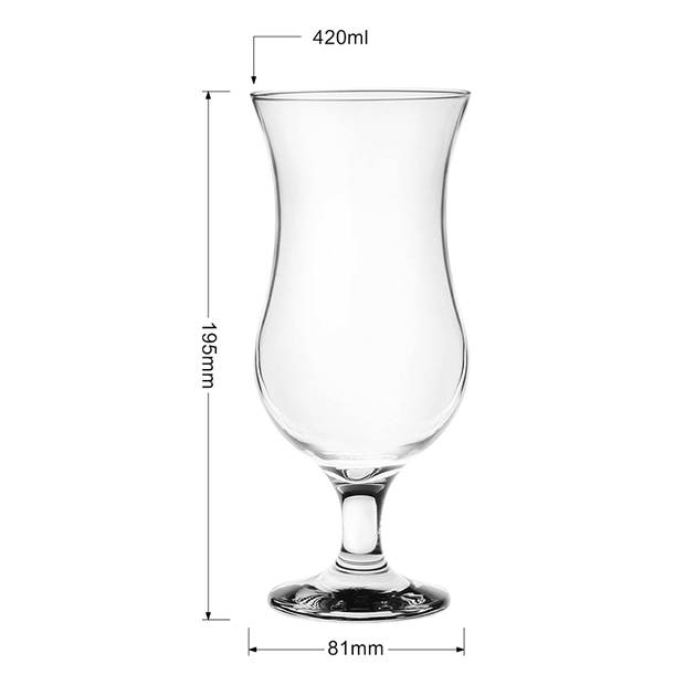 HAES DECO - Waterglas, Drinkglas set van 6 glazen - inhoud glas 420 ml / Ø 8x19 cm