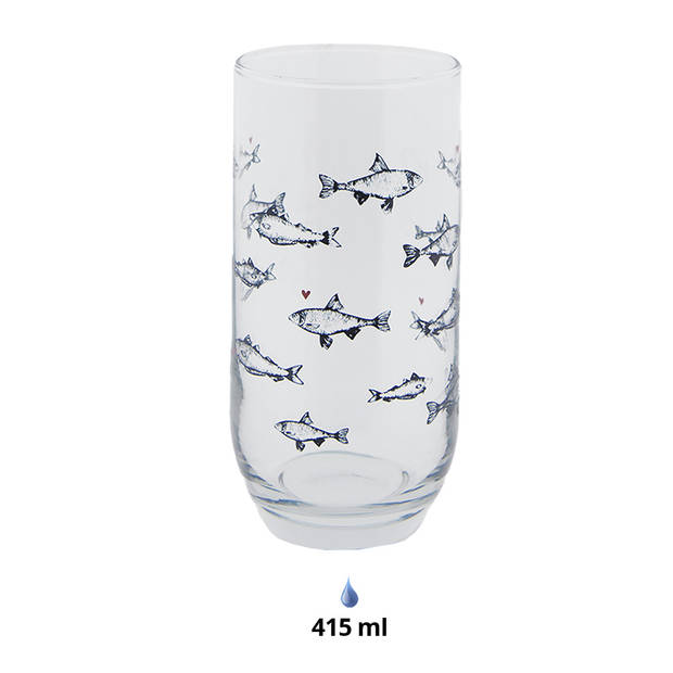 HAES DECO - Waterglas, Drinkglas set van 6 glazen - inhoud glas 380 ml / Ø 7x14 cm