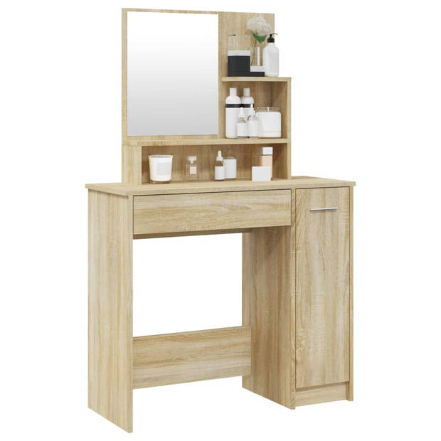 vidaXL Kaptafel met spiegel 86,5x35x136 cm sonoma eikenkleurig