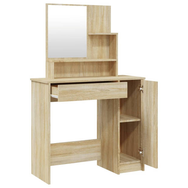 vidaXL Kaptafel met spiegel 86,5x35x136 cm sonoma eikenkleurig