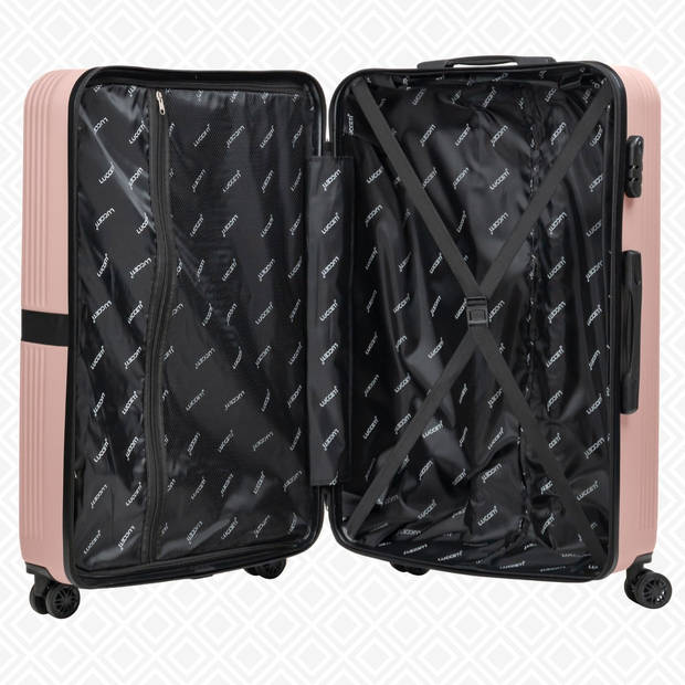 Lucceti - Kofferset 4-delig - Handbagage - Met wielen - Koffers - Trolley - Milaan - Rosé Gold