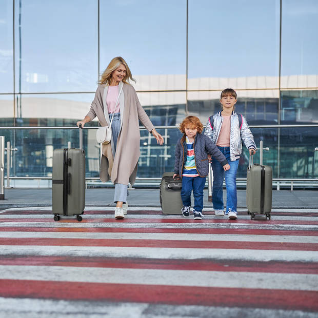 Kofferset 4-delig - Handbagage - Met wielen - Koffers - Trolley - Milaan - Zwart