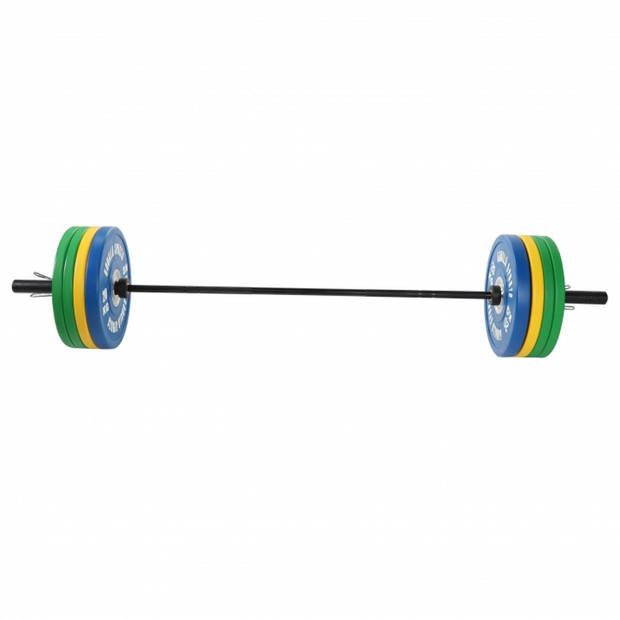 Gorilla Sports Olympische Halterset 140 kg - Gewichten met halterstang - Incl veersluitingen