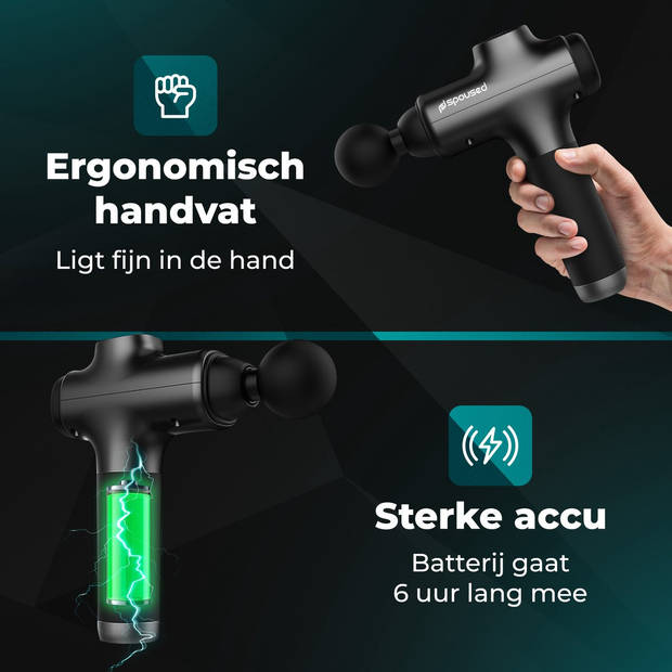 Spoused Massage Gun PRO - Sport en Relax Massage Apparaat - Professioneel Massage Pistool - Zwart Massagegun