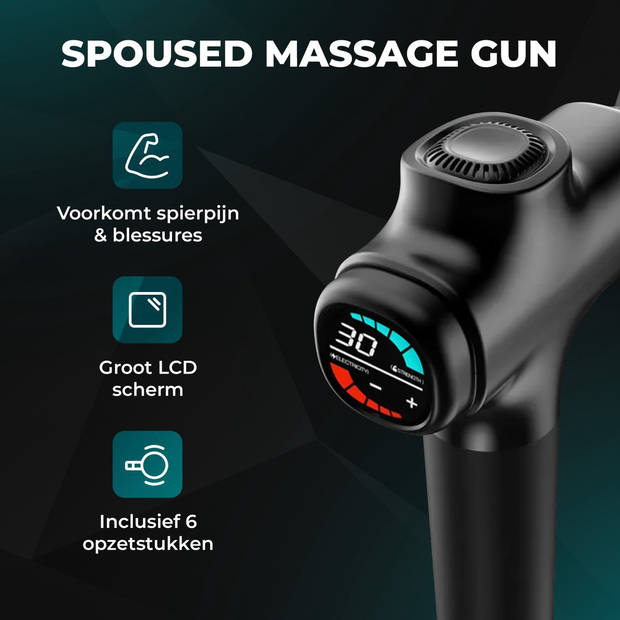 Spoused Massage Gun PRO - Sport en Relax Massage Apparaat - Professioneel Massage Pistool - Zwart Massagegun