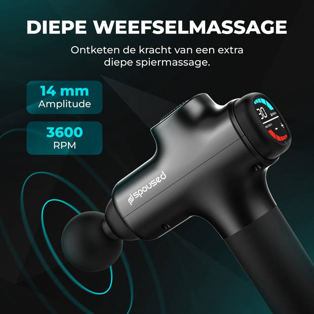 Spoused Massage Gun PRO - Sport en Relax Massage Apparaat - Professioneel Massage Pistool - Zwart Massagegun