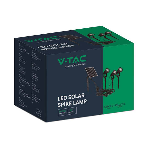 V-TAC VT-11032 Solar Spike - Licht - IP65 - 50x3 Lumen - 3000K - Zwart