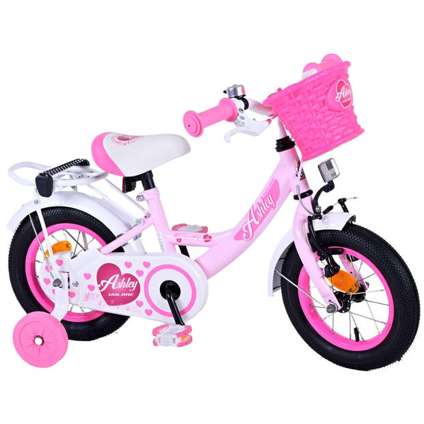 Volare Meisjesfiets Ashley 12 Inch 21,5 cm Meisjes Terugtraprem Lichtroze/Wit