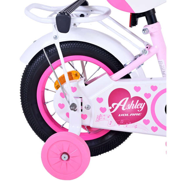 Volare Meisjesfiets Ashley 12 Inch 21,5 cm Meisjes Terugtraprem Lichtroze/Wit