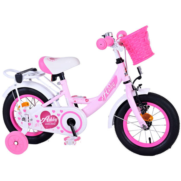 Volare Meisjesfiets Ashley 12 Inch 21,5 cm Meisjes Terugtraprem Lichtroze/Wit