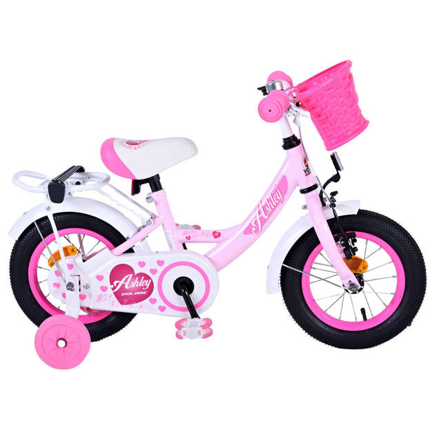 Volare Meisjesfiets Ashley 12 Inch 21,5 cm Meisjes Terugtraprem Lichtroze/Wit