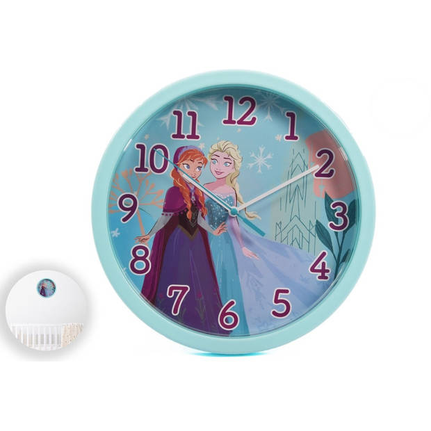 Disney Frozen - Wandklok voor kinderen Anna en Elsa 25 cm Frozen Anna Elsa wandklok - roze/paars