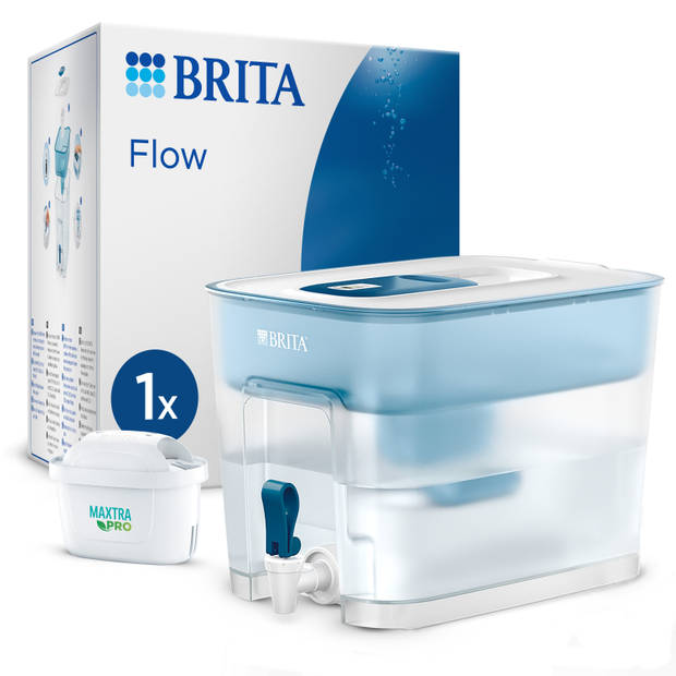 BRITA Waterfilterkan Flow Cool 8,2L Blauw incl. 1 MAXTRA PRO Waterfilter (SIOC - Duurzaam verpakt)
