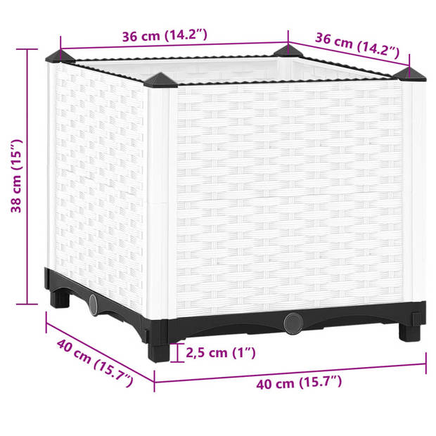 vidaXL Plantenbak verhoogd 40x40x38 cm polypropeen