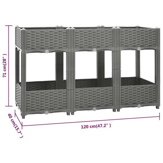 vidaXL Plantenbak verhoogd 120x40x71 cm polypropeen