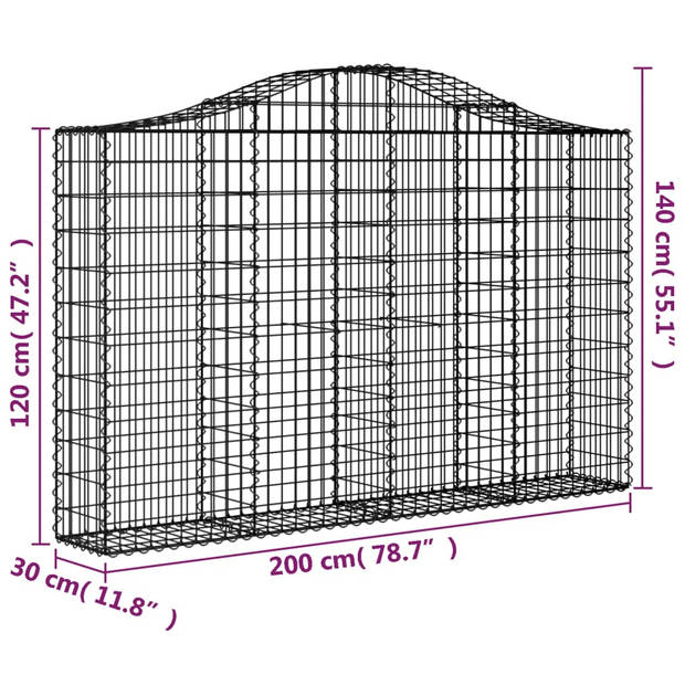 The Living Store Schanskorf Decoratieve Tuinbarrière - 200 x 30 x 120/140 cm - Duurzaam Gegalvaniseerd IJzer