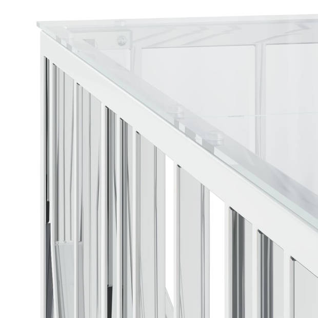 vidaXL Salontafel 100x100x50 cm roestvrij staal en glas