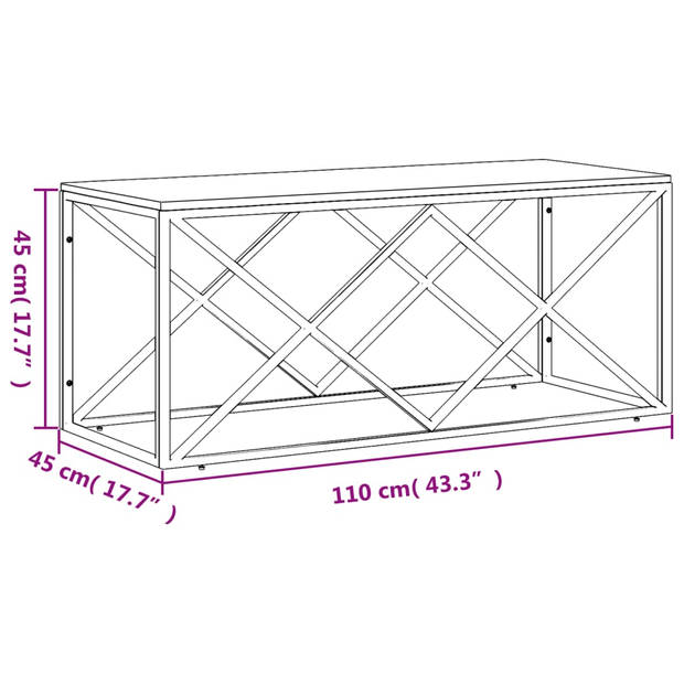 vidaXL Salontafel roestvrij staal en massief hergebruikt hout