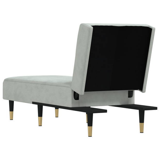 The Living Store Verstelbare Chaise Longue - Fluweel - Lichtgrijs - 55x140x70cm - Multifunctioneel