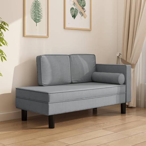 Vidaxl Chaise Longue Met Kussens En Bolster Stof Lichtgrijs Blokker