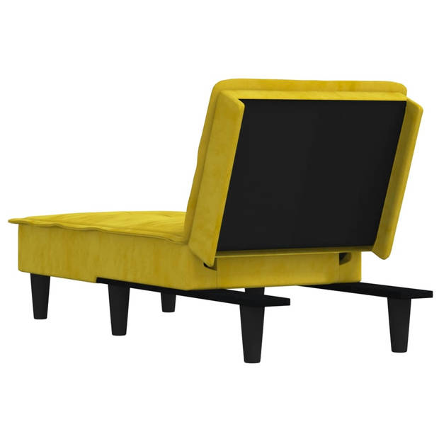 The Living Store Verstelbare Chaise Longue - Geel Fluweel - 55 x 155 x 33 cm - Multiplex Frame