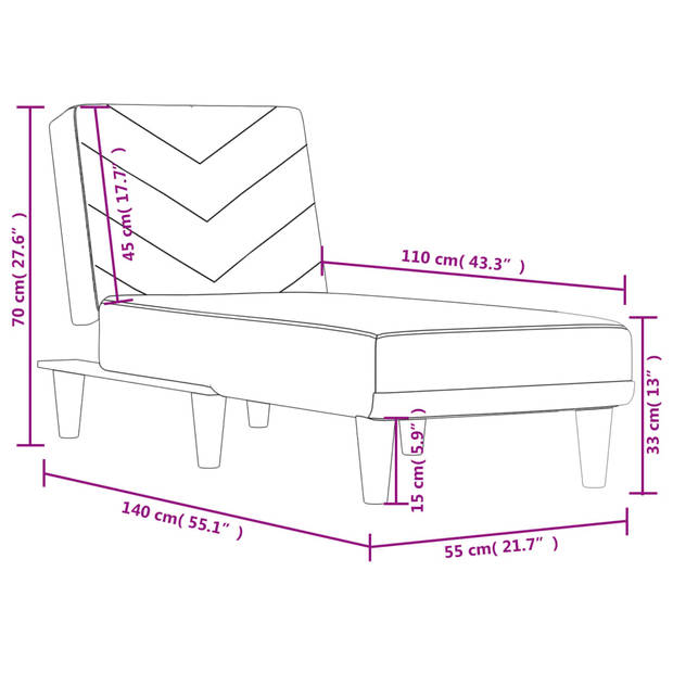 The Living Store Verstelbare Chaise Longue - Multifunctioneel - 55x140x70 cm - Zwart