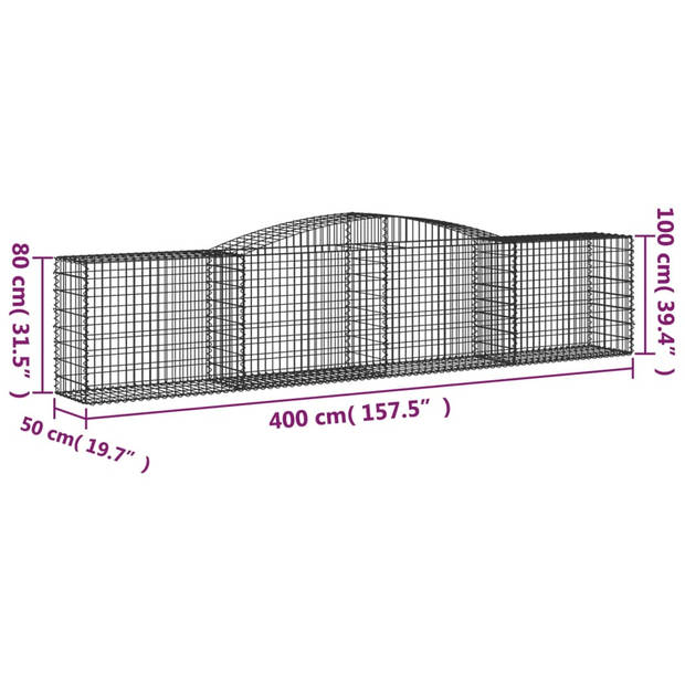 The Living Store Schanskorfset - 400x50x80/100 cm - Gegalvaniseerd ijzer