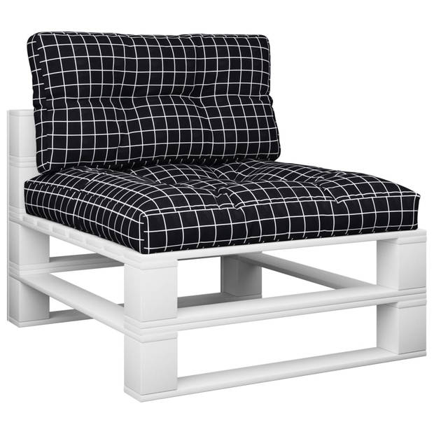 The Living Store Palletkussens - Polyester - Comfortabel - 70 x 70 x 12 cm - Met zwart ruitpatroon - Waterafstotend - 1