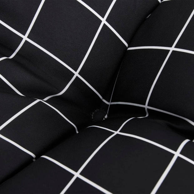 The Living Store Palletkussen - Polyester - 70 x 40 x 12 cm - Met zwart ruitpatroon