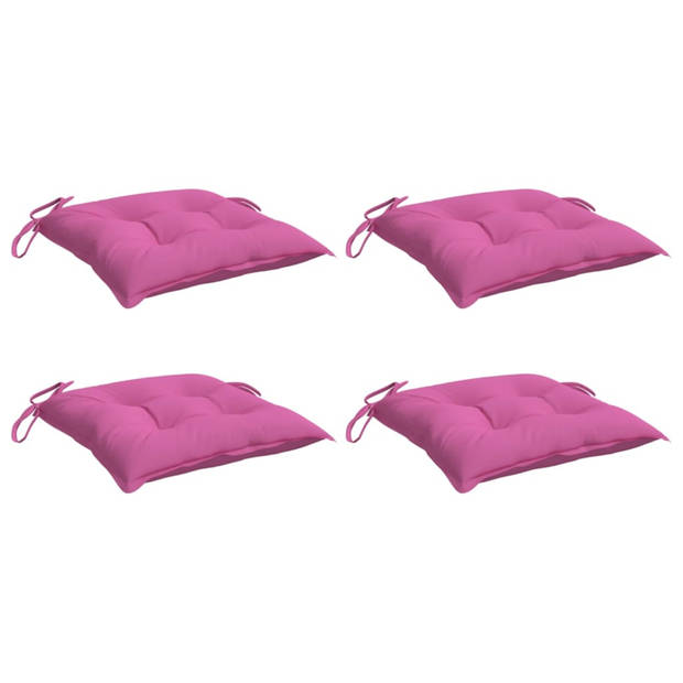 vidaXL Stoelkussens 4 st 40x40x7 cm stof roze