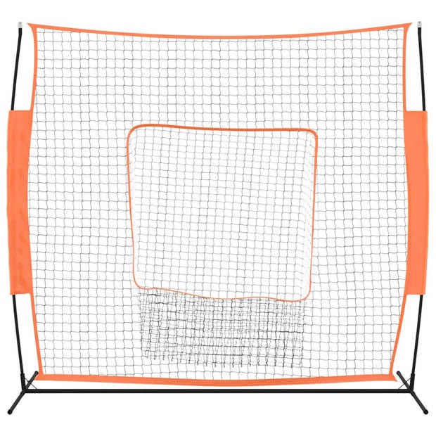 The Living Store honkbalnet - Staal en glasvezel frame - Polyester net - 219x107x212 cm - Rood en zwart