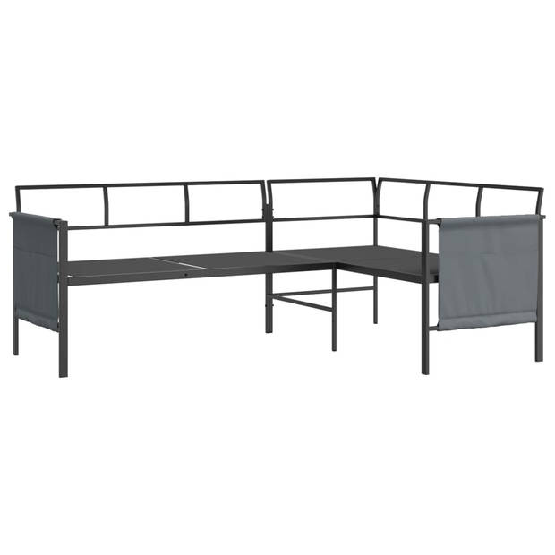The Living Store Loungeset Antraciet Staal - 168 x 116 x 65 cm - Comfortabele kussens