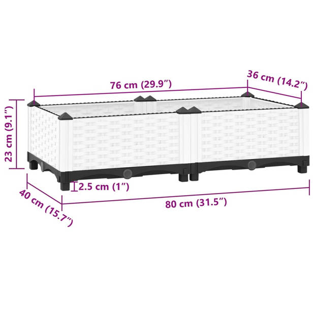 vidaXL Plantenbak verhoogd 80x40x23 cm polypropeen