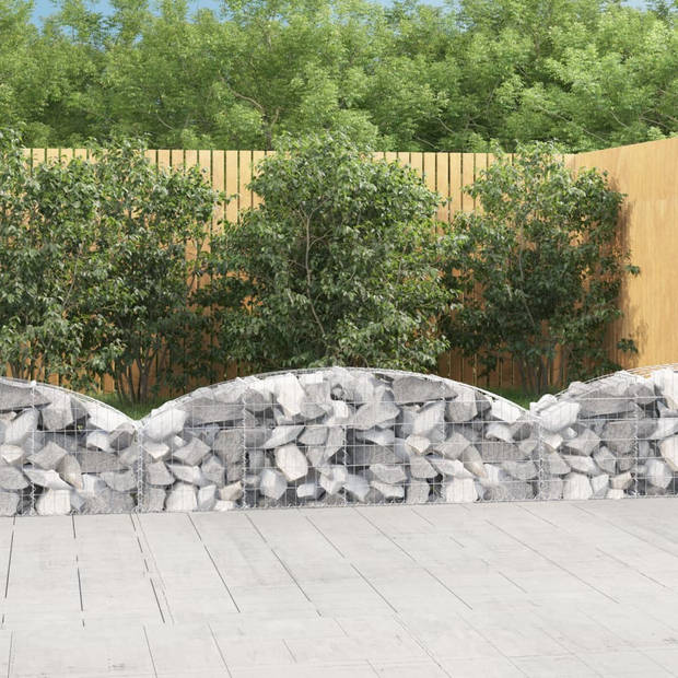 The Living Store Schanskorf Gabion - 200 x 30 x 40/60 cm - Geluidsisolerend - Zilver