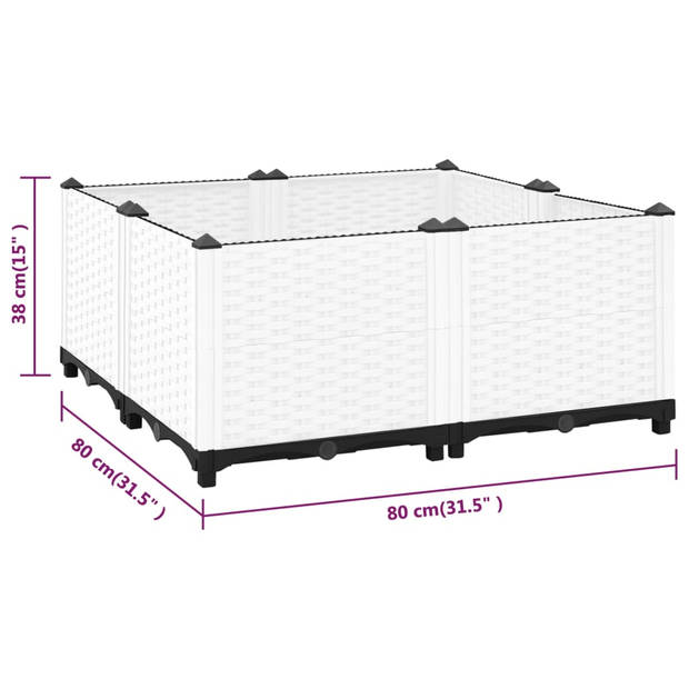 vidaXL Plantenbak verhoogd 80x80x38 cm polypropyleen