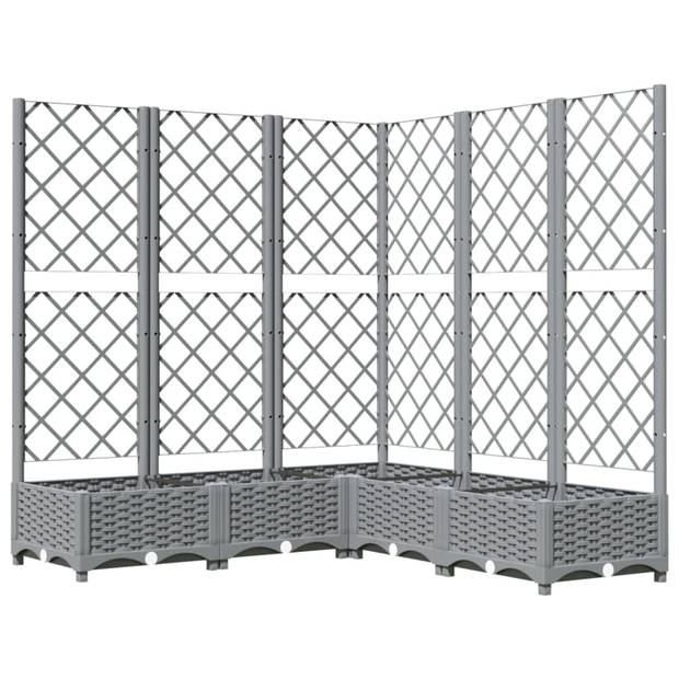 vidaXL Plantenbak met latwerk 120x120x121,5 cm polypropeen lichtgrijs