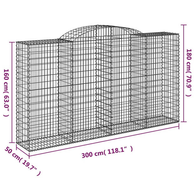 vidaXL Schanskorven 5 st gewelfd 300x50x160/180 cm ijzer