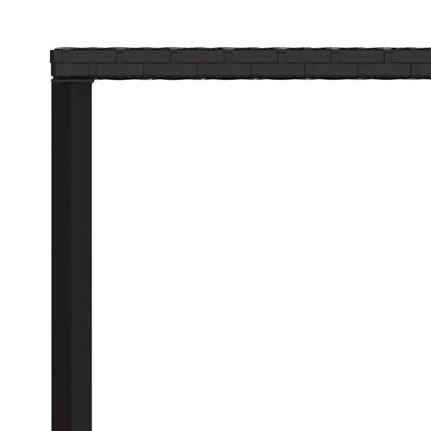 The Living Store L-vormige bank zwart PE-rattan en gepoedercoat staal - 220 x 162 x 79.5 cm - comfortabele zitkussens