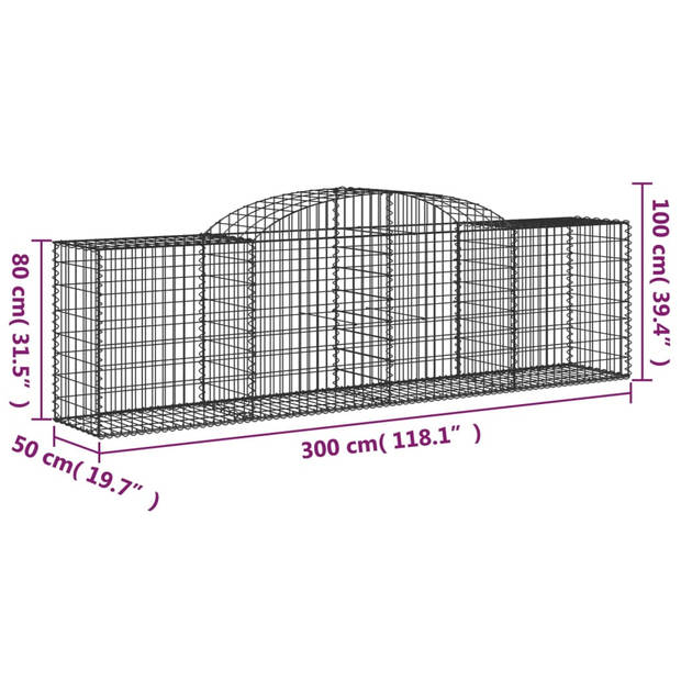 vidaXL Schanskorven 17 st gewelfd 300x50x80/100 cm ijzer