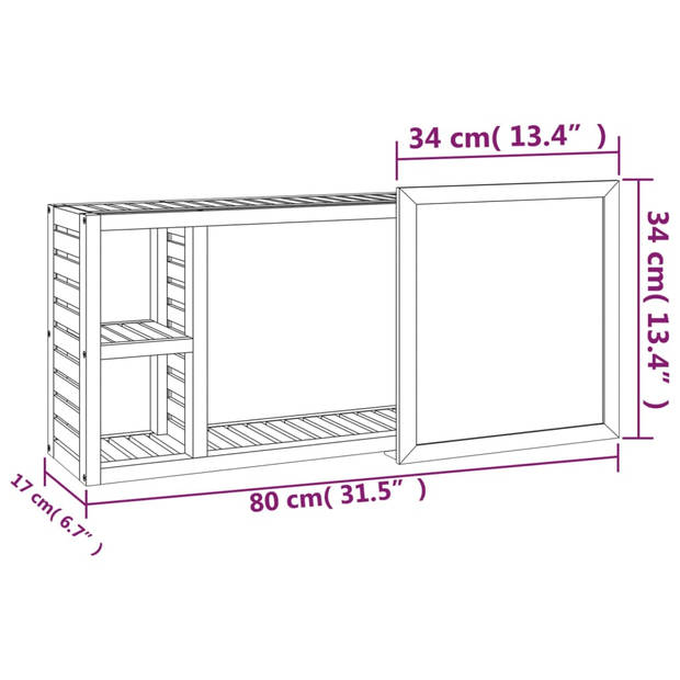 vidaXL Spiegelkast 80x17x34 cm massief walnotenhout