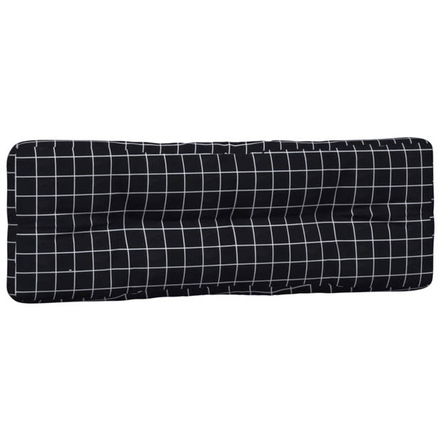 The Living Store Palletkussens - polyester - holle vezel - 120 x 80 x 12 cm - zwart ruitpatroon