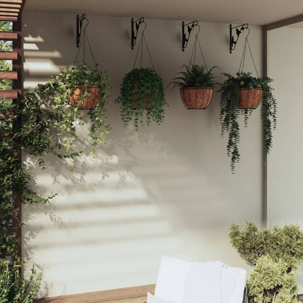 The Living Store Hangmandbeugels - Hangende plantenbakken - 29.5 x 26 cm - Zwart - Sterk en elegant staal - met