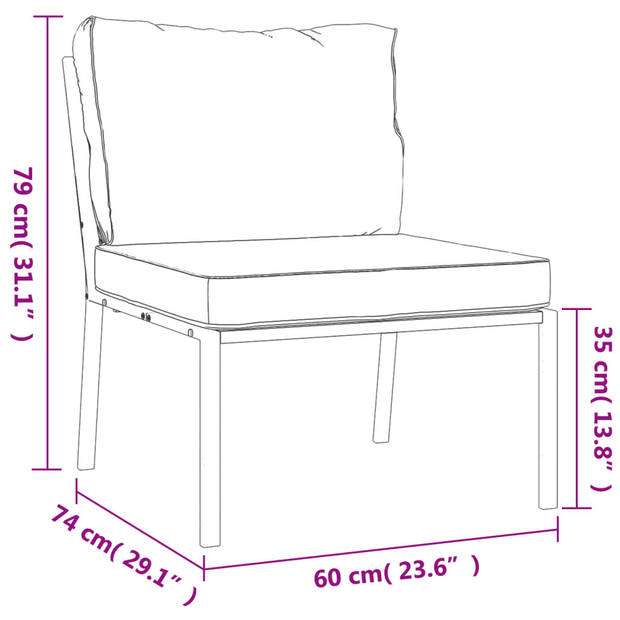 vidaXL 5-delige Loungeset met zandkleurige kussens staal