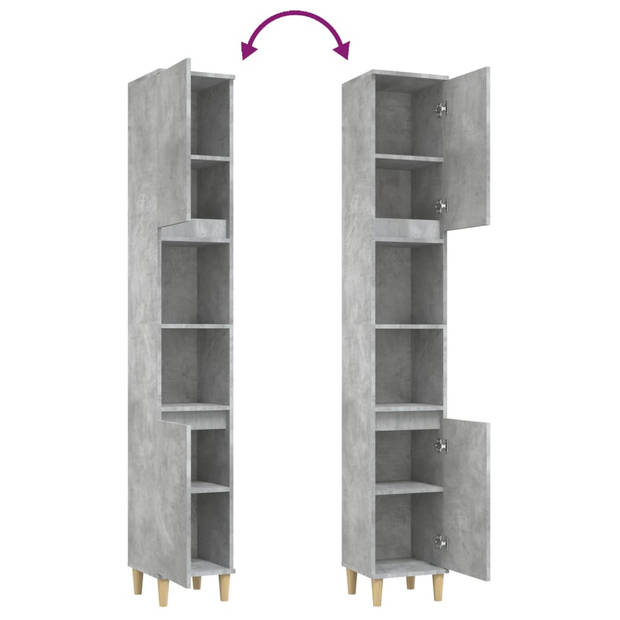 vidaXL Badkamerkast 30x30x190 cm bewerkt hout betongrijs