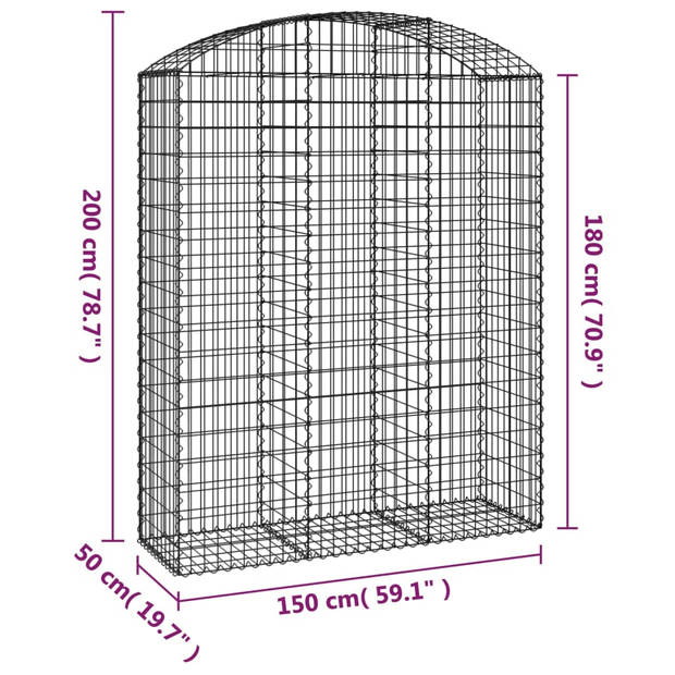 The Living Store Schanskorf Gegalvaniseerd Ijzer - 150 x 50 x 180/200 cm - stabiliteit en duurzaamheid