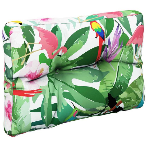 The Living Store Palletkussens - polyester - waterbestendig - holle vezel - 50x50x12 cm - vogels bladeren bloemen